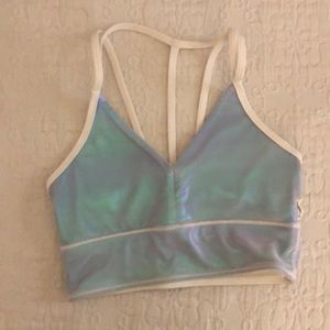 Reebok metallic mesh and white sports bra